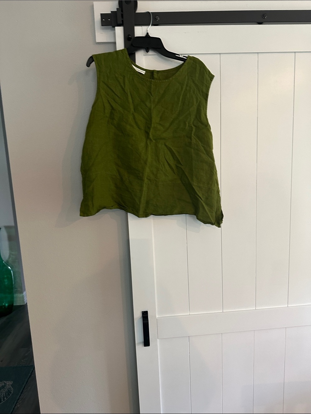 bryn Walker Olive Green Sleeveless Linen-Cotton Tank